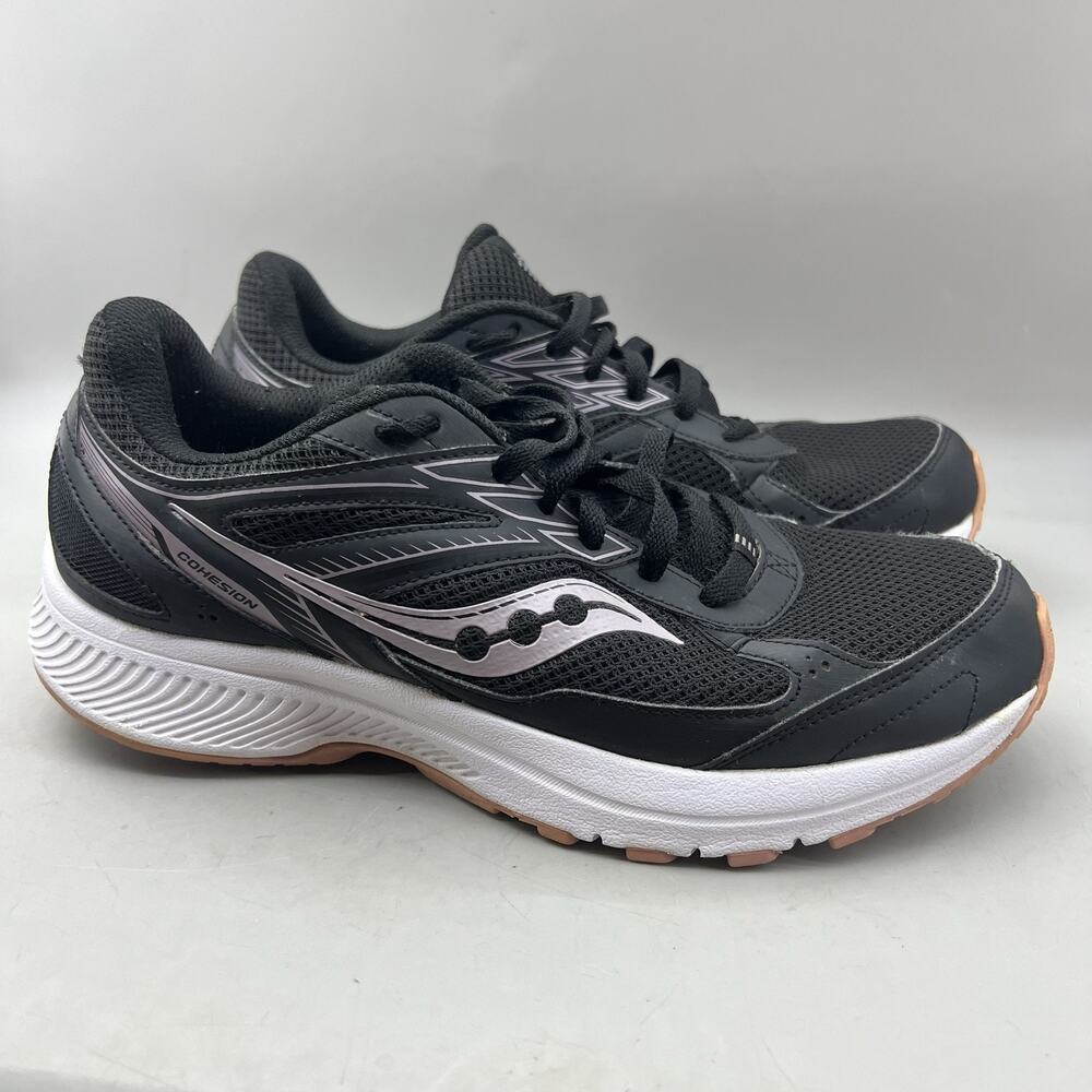 Saucony Cohesion 14 Running Shoes Women Size 10 Black Mesh Comfort Low Sneakers
